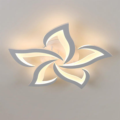 LED Flush Mount Light Fixture with Floral Layered Design for Bedroom, Entryway & Living Spaces | 22 in Black Metal Modern Low Profile Ambien