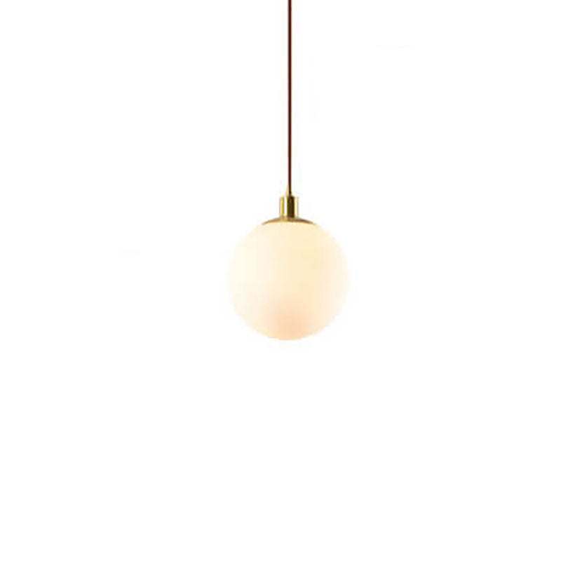 Adjustable Ceiling Pendant with Glass Shade for Entryway, Den, or Sleeping Space - Modern Suspended Fixture in White or Gold - 10 Inch Globe