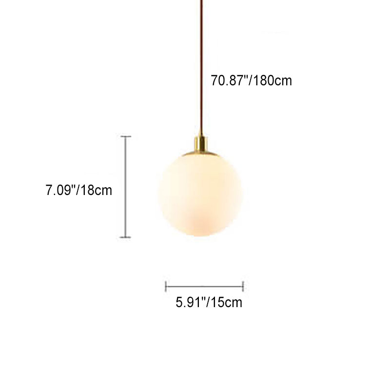 Adjustable Ceiling Pendant with Glass Shade for Entryway, Den, or Sleeping Space - Modern Suspended Fixture in White or Gold - 10 Inch Globe