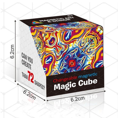Magnetic Shape-Shifting Fidget Cube Puzzle Toy | Transforming Sensory Block for Stress Relief & Focus | Colorful Folding Brain Teaser for