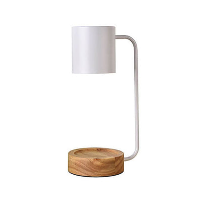 Wood & Metal Desk Lamp with GU10 Socket for Bedroom Nightstand Reading Study Room Office Task Lighting Plug-In Accent Light 6.7"