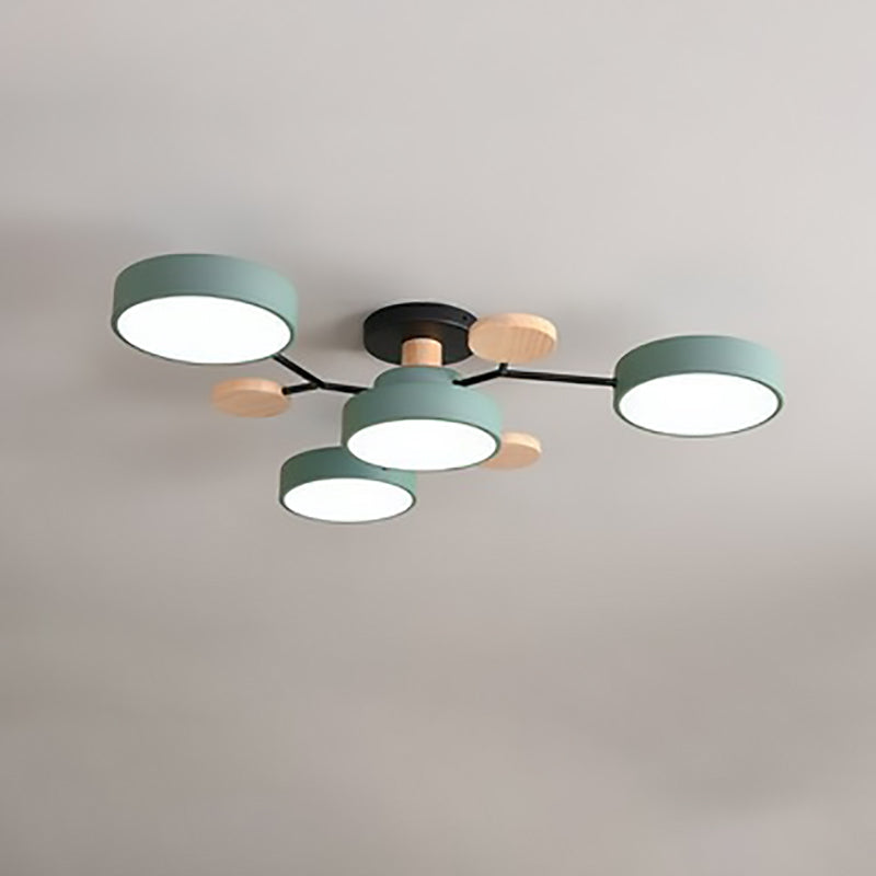 Modern Branch Sphere Semi-Flush Ceiling Light with Integrated LED for Bedrooms & Living Spaces