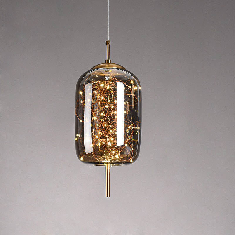 Glass Pendant Light with Adjustable Cord – Modern Minimalist Hanging Ceiling Fixture for Living Room, Bedroom & Dining | LED Ambient