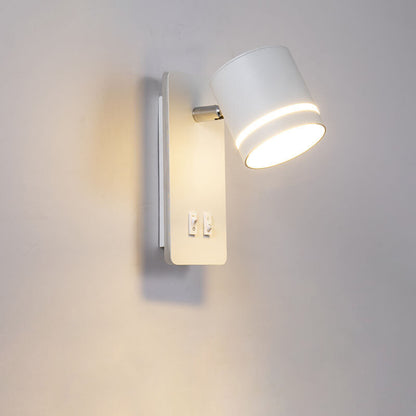 Adjustable LED Reading Sconce 3.3 in Iron Spotlight for Bedroom Hallway Modern Hardwired Task Light Rotatable Arm Wall Fixture Black White