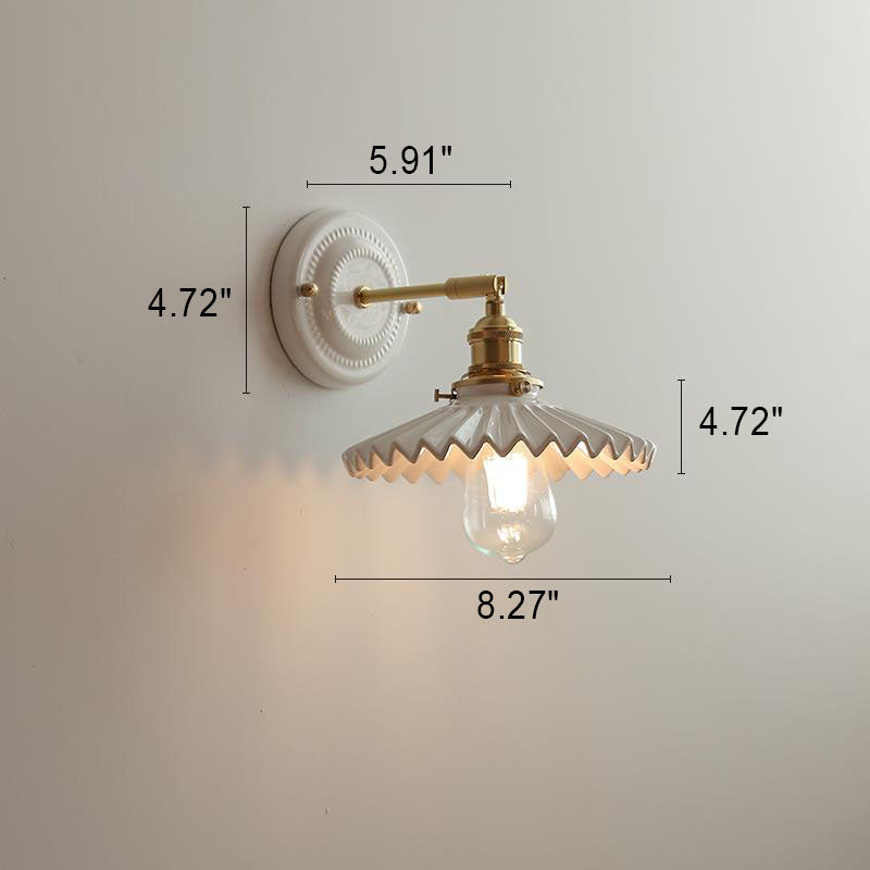 Ceramic & Brass Wall Sconce with Minimalist Contemporary Design for Bedroom, Living Room & Study | E26 Socket