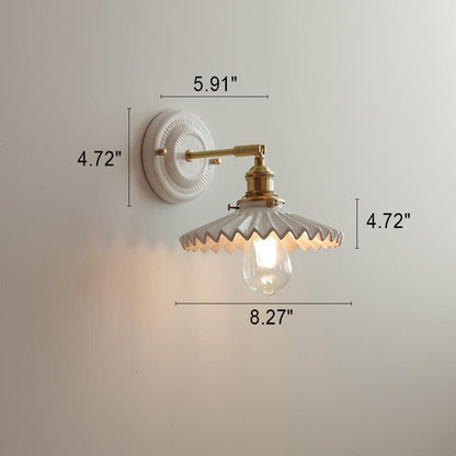 Ceramic & Brass Wall Sconce with Minimalist Contemporary Design for Bedroom, Living Room & Study | E26 Socket