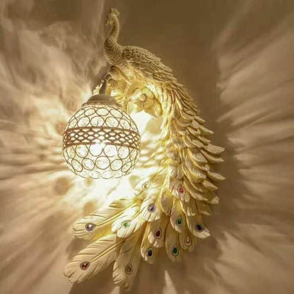 Resin Sconce with Crystal Shade 18×12 Inch Hardwired LED Fixture for Bedroom Hallway Ambient Accent Industrial Modern Décor Multi-Color