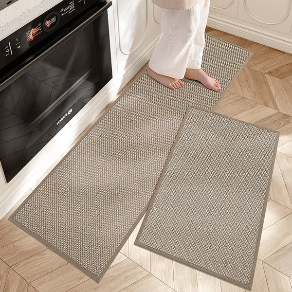 Anti-Fatigue Kitchen Runner Set 18×47 & 18×28 Inch Non-Slip Comfort Floor Mats Beige Cushioned Standing Pad for Sink Stove Cooking Area