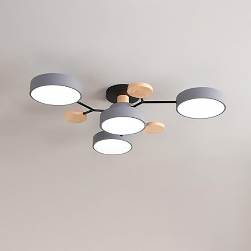 Modern Molecular LED Ceiling Light – Scandinavian Wood & Metal Flush Mount for Living Room, Bedroom & Kitchen