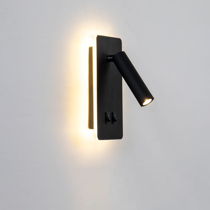 Adjustable LED Reading Sconce 3.3 in Iron Spotlight for Bedroom Hallway Modern Hardwired Task Light Rotatable Arm Wall Fixture Black White