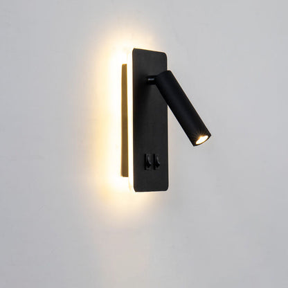 Adjustable LED Reading Sconce 3.3 in Iron Spotlight for Bedroom Hallway Modern Hardwired Task Light Rotatable Arm Wall Fixture Black White