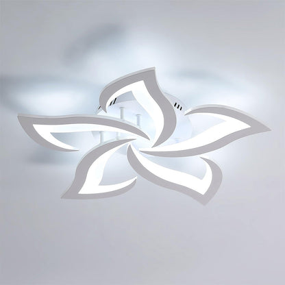 LED Flush Mount Light Fixture with Floral Layered Design for Bedroom, Entryway & Living Spaces | 22 in Black Metal Modern Low Profile Ambien
