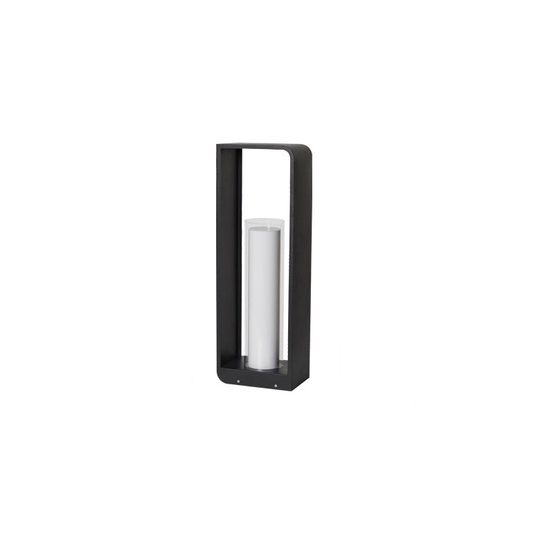Outdoor Cube Post Light Black Steel LED Garden Pathway Stake for Yard Patio Walkway Deck Solar & Hardwired