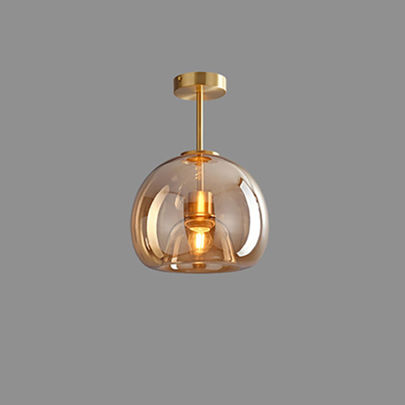 Ceiling Light Fixture Iron & Glass 10×11 inch Smoky Shade for Bedroom Hallway Living Room Modern Semi-Flush Design Hardwired E26 Base