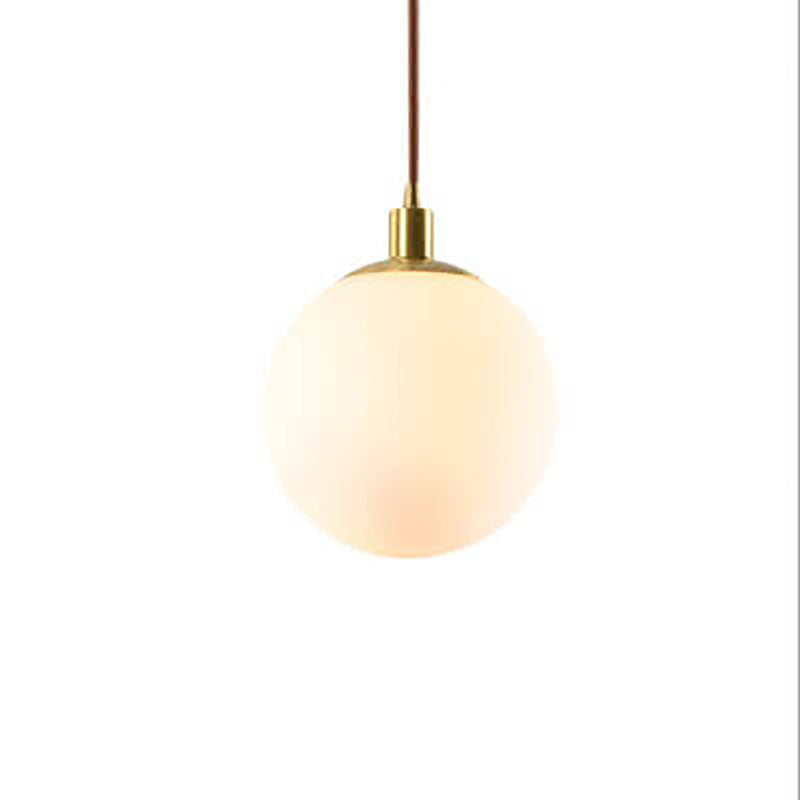 Adjustable Ceiling Pendant with Glass Shade for Entryway, Den, or Sleeping Space - Modern Suspended Fixture in White or Gold - 10 Inch Globe