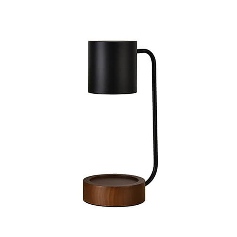 Wood & Metal Desk Lamp with GU10 Socket for Bedroom Nightstand Reading Study Room Office Task Lighting Plug-In Accent Light 6.7"
