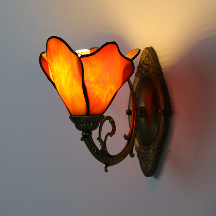 Glass Shade Wall Sconce in Blue Red Pink Bronze Clear 10×8 Inches for Bedroom Bedside Living Room Study Hardwired E26 Socket Metal Resin