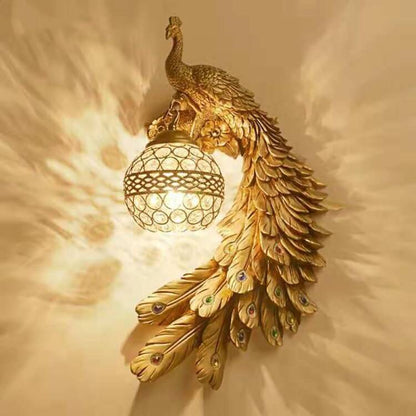 Sculptural Sconce with Crystal Globe Shade 12 in x 18 in Hand-Painted Fixture for Bedroom Hallway Living Room Hardwired Installation Multico