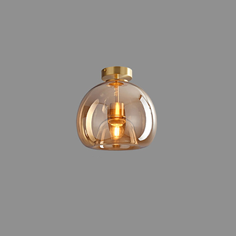 Ceiling Light Fixture Iron & Glass 10×11 inch Smoky Shade for Bedroom Hallway Living Room Modern Semi-Flush Design Hardwired E26 Base