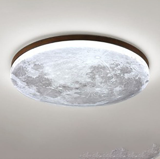Round Wood Ceiling Light 15 in LED Flush Mount Fixture 24W 2400lm for Bedroom Living Room Hallway Modern Lighting