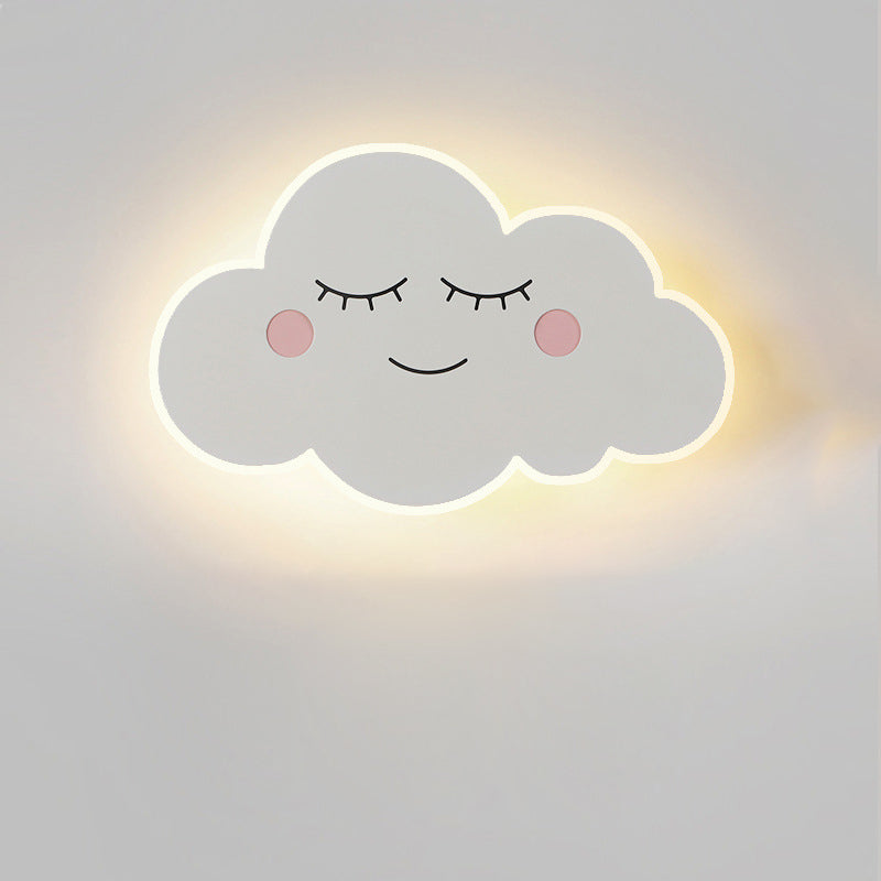 Cloud-Shaped LED Wall Sconce – Modern Metal & Acrylic Light Fixture for Bedroom, Nursery & Living Room – Hardwired White, Pink or Blue