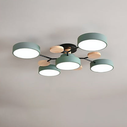 Modern Branch Sphere Semi-Flush Ceiling Light with Integrated LED for Bedrooms & Living Spaces