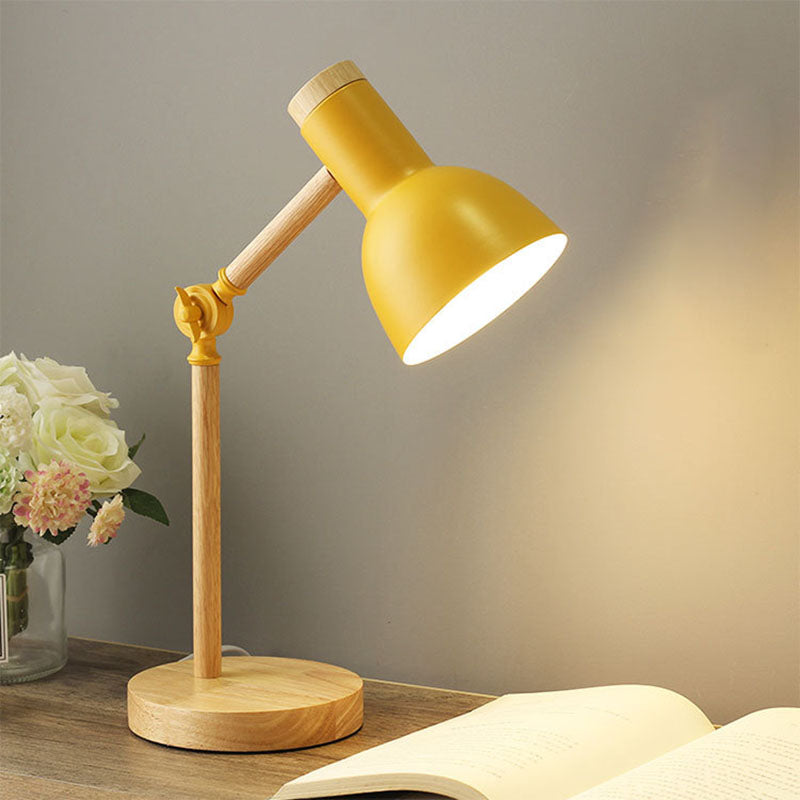 Nordic Wood & Metal Desk Lamp – Modern Minimalist Task Light for Home Office & Study – E26 Socket, Adjustable Reading Light – 5 Stylish