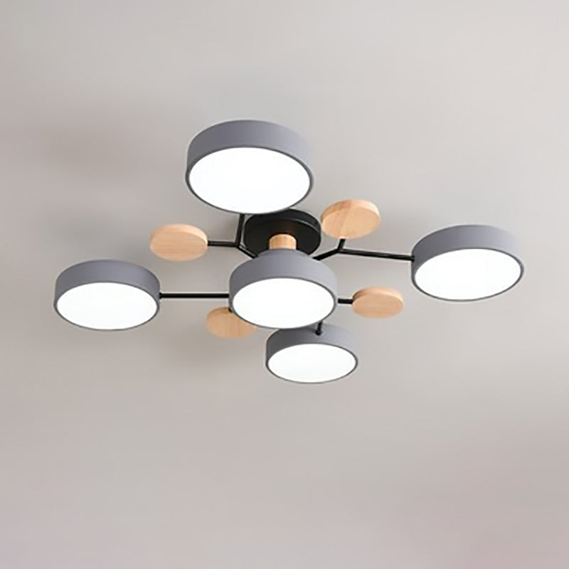 Modern Branch Sphere Semi-Flush Ceiling Light with Integrated LED for Bedrooms & Living Spaces