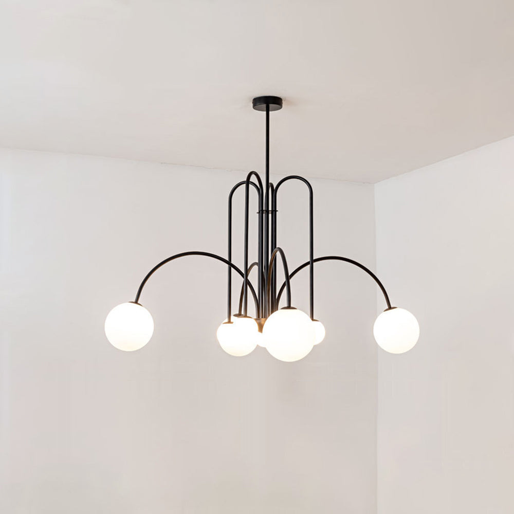 Multi-Pendant Glass Chandelier for Dining Room & Living Room – Adjustable Height Suspension Fixture with LED Bulbs