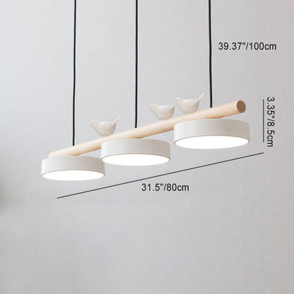 Linear LED Ceiling Light Fixture 36W 31.5 Inch Wood Iron Resin 3-Temperature Adjustable Flush Mount for Bedroom Living Room Hallway Kitchen