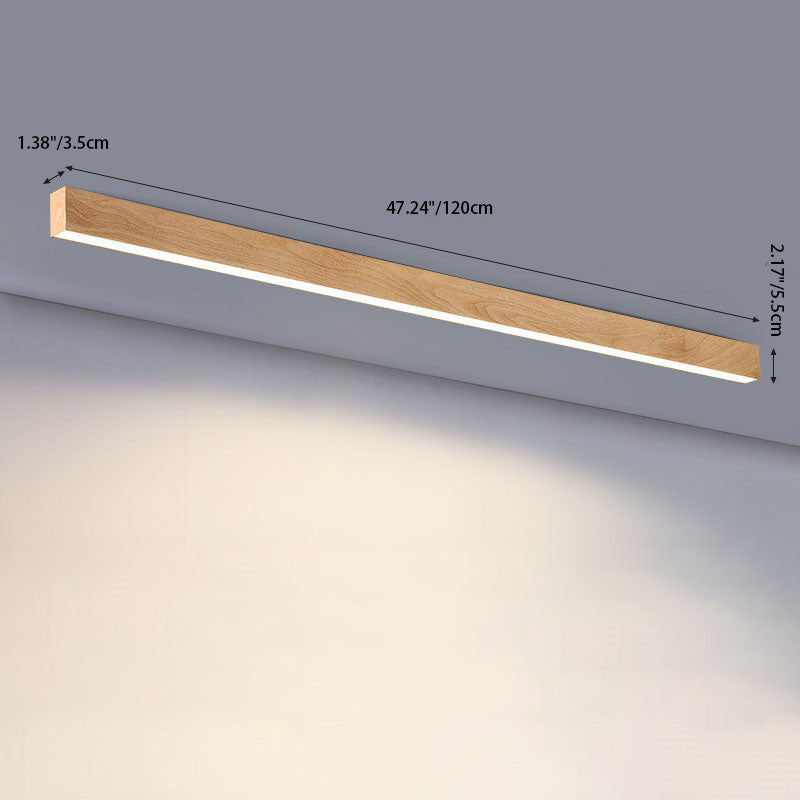 Hardwired Linear LED Ceiling Light with Natural Aluminum Frame & Acrylic Diffuser for Living Room, Bedroom & Entryway