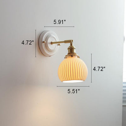 Ceramic & Brass Wall Sconce with Minimalist Contemporary Design for Bedroom, Living Room & Study | E26 Socket