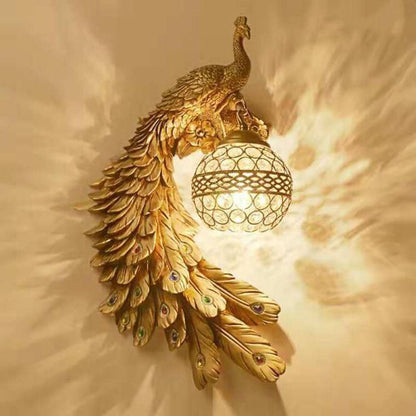 Resin Sconce with Crystal Shade 18×12 Inch Hardwired LED Fixture for Bedroom Hallway Ambient Accent Industrial Modern Décor Multi-Color