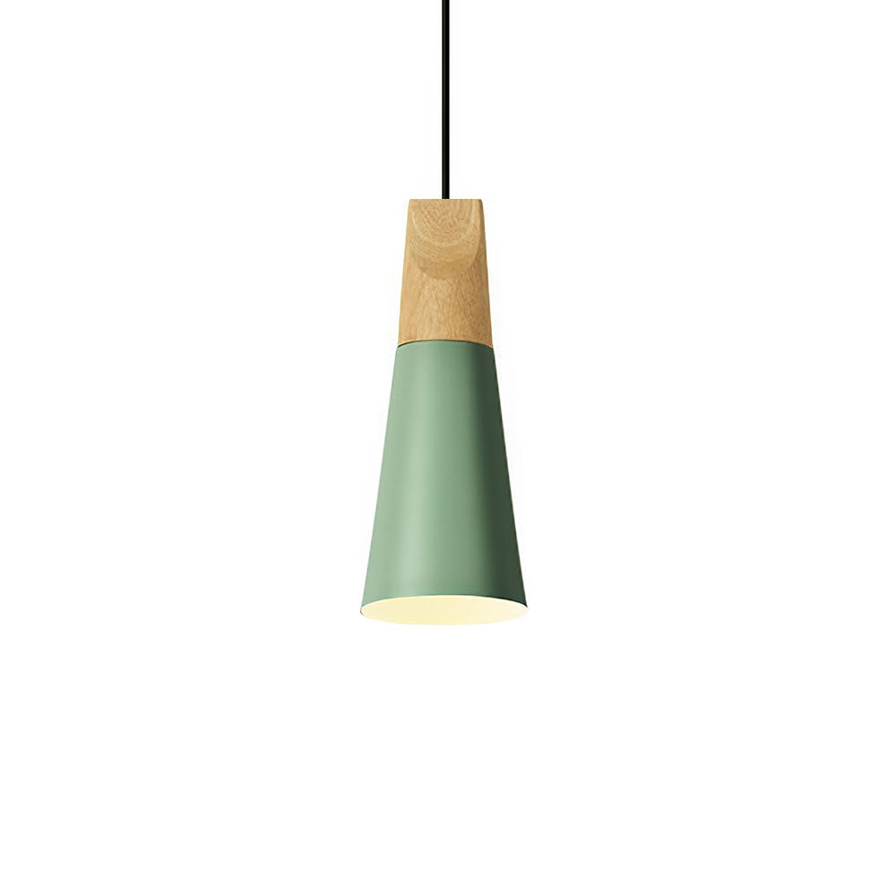 Aluminum & Wood Hanging Lamp E27 Socket Gray Black White Yellow Kitchen Island Dining Table Overhead Fixture Scandinavian Style Modern Minim