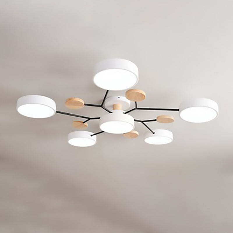 Modern Molecular LED Ceiling Light – Scandinavian Wood & Metal Flush Mount for Living Room, Bedroom & Kitchen