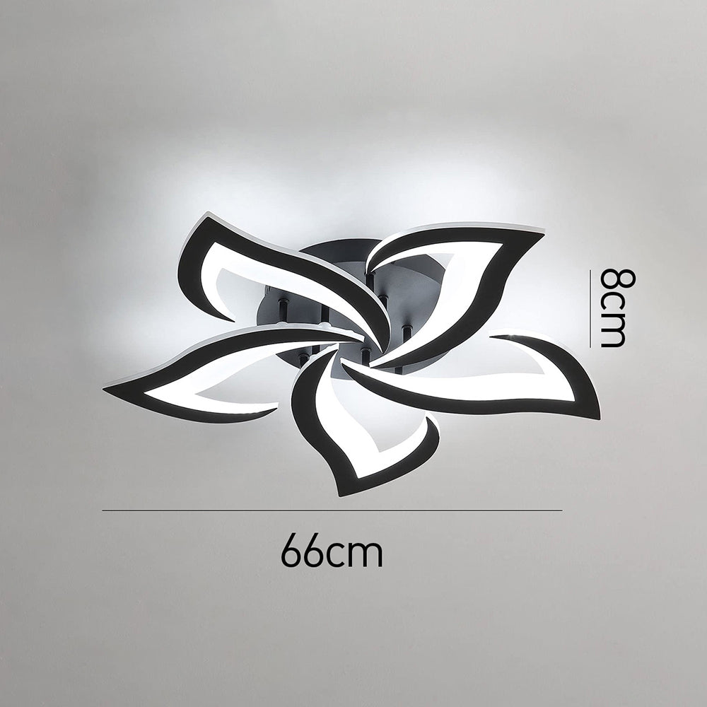LED Flush Mount Light Fixture with Floral Layered Design for Bedroom, Entryway & Living Spaces | 22 in Black Metal Modern Low Profile Ambien