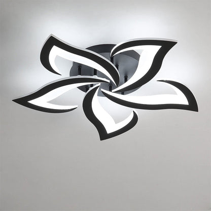 Flush Mount LED Fixture Metal Acrylic Black Layered Floral Pattern for Bedroom Living Room Hallway Contemporary Home Decor Overhead Light