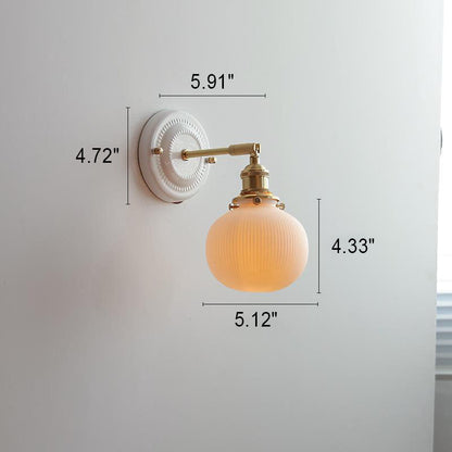 Ceramic & Brass Wall Sconce with Minimalist Contemporary Design for Bedroom, Living Room & Study | E26 Socket