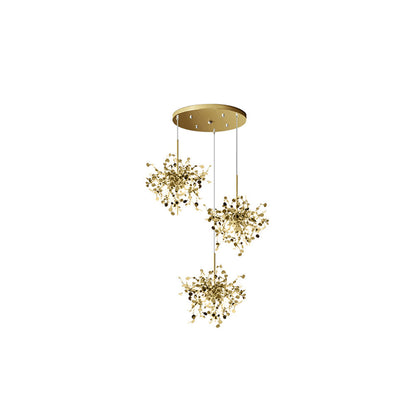 Mid-Century Starburst Hanging Fixture with Height-Adjustable Chain for Dining & Living Spaces Gold or Silver Finish G9 Socket Metal Construc