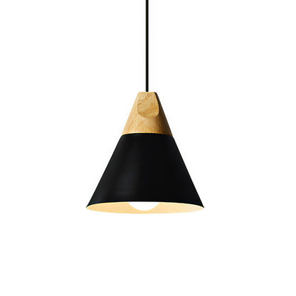 Aluminum & Wood Hanging Lamp E27 Socket Gray Black White Yellow Kitchen Island Dining Table Overhead Fixture Scandinavian Style Modern Minim
