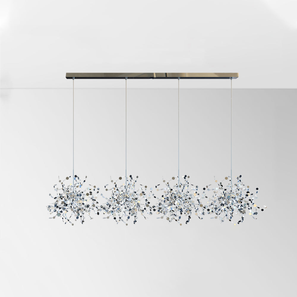 Mid-Century Starburst Hanging Fixture with Height-Adjustable Chain for Dining & Living Spaces Gold or Silver Finish G9 Socket Metal Construc