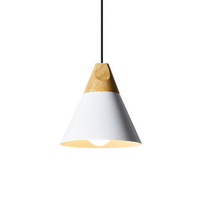 Aluminum & Wood Hanging Lamp E27 Socket Gray Black White Yellow Kitchen Island Dining Table Overhead Fixture Scandinavian Style Modern Minim