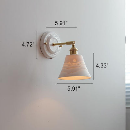 Ceramic & Brass Wall Sconce with Minimalist Contemporary Design for Bedroom, Living Room & Study | E26 Socket