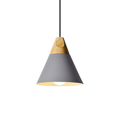 Aluminum & Wood Hanging Lamp E27 Socket Gray Black White Yellow Kitchen Island Dining Table Overhead Fixture Scandinavian Style Modern Minim