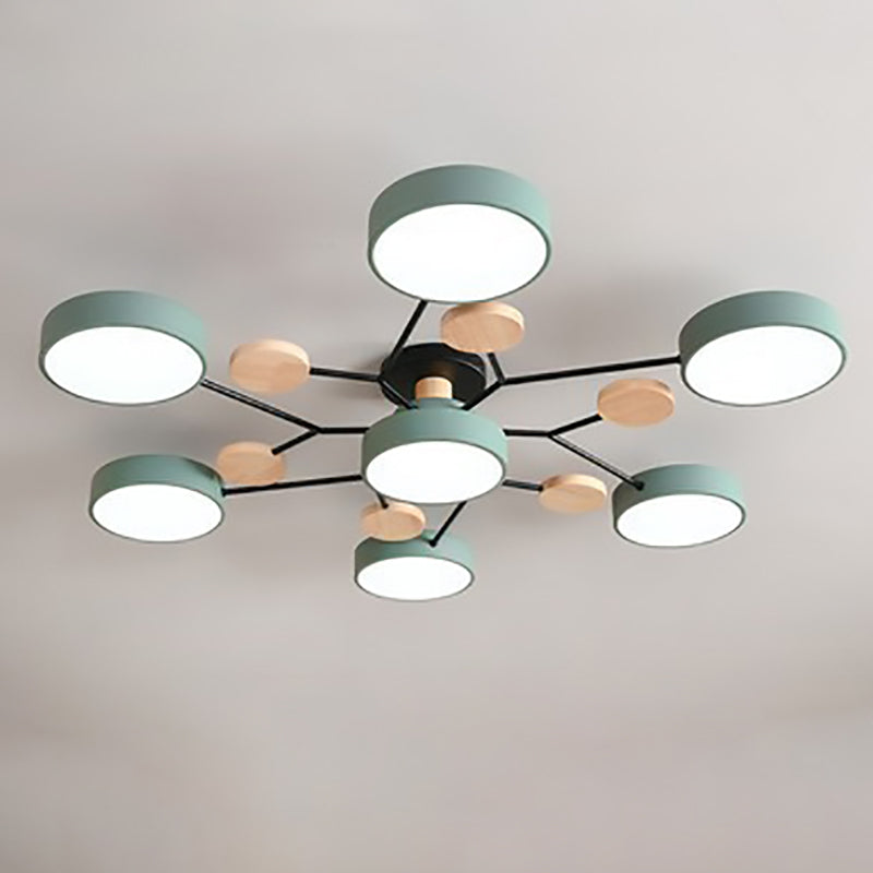 Modern Molecular LED Ceiling Light – Scandinavian Wood & Metal Flush Mount for Living Room, Bedroom & Kitchen