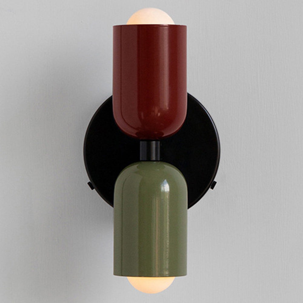 Two-Tone Glass Wall Sconce with Dual Light Uplight Downlight for Bedroom Living Room Hallway Modern Minimalist Home Accent Lighting