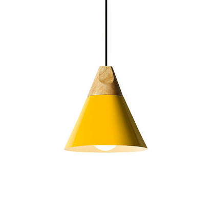 Aluminum & Wood Hanging Lamp E27 Socket Gray Black White Yellow Kitchen Island Dining Table Overhead Fixture Scandinavian Style Modern Minim
