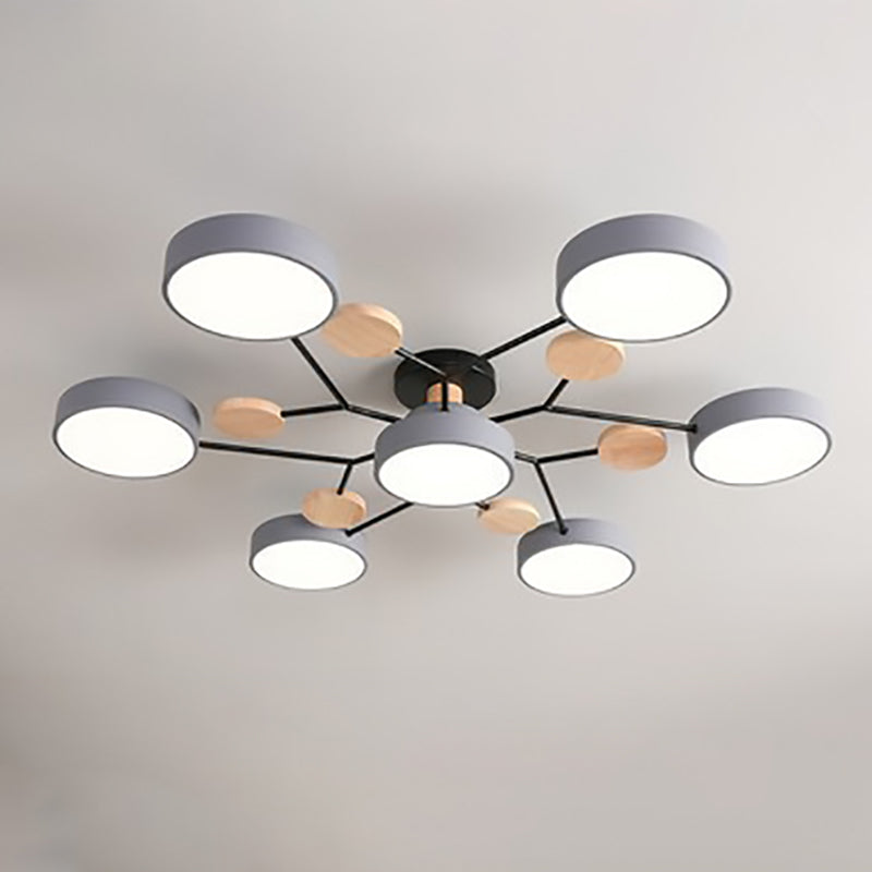 Modern Branch Sphere Semi-Flush Ceiling Light with Integrated LED for Bedrooms & Living Spaces
