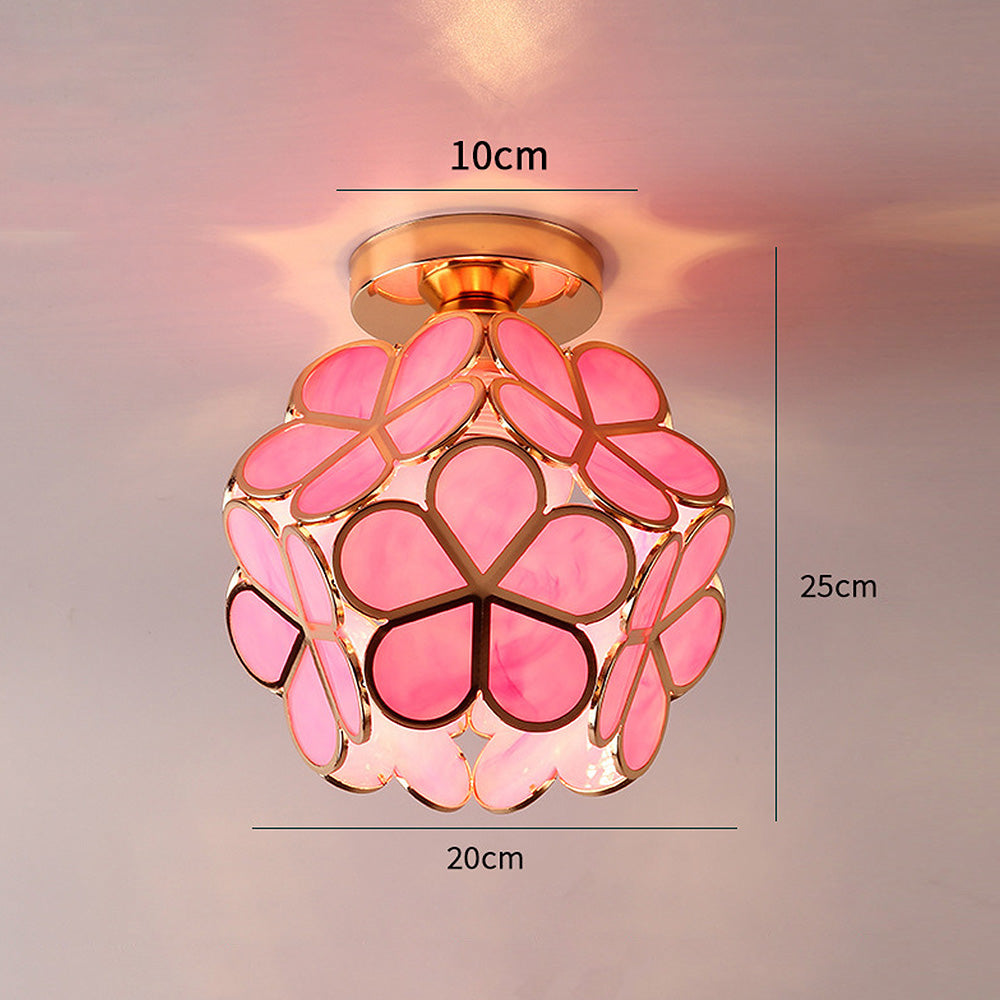 Floral Ceiling Light with Acrylic Petals and Gold Accents for Bedroom, Hallway, Living Room