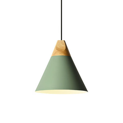 Aluminum & Wood Hanging Lamp E27 Socket Gray Black White Yellow Kitchen Island Dining Table Overhead Fixture Scandinavian Style Modern Minim